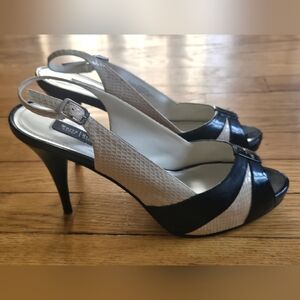 White House Black Market Black and Cream Heels